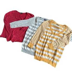 Gap women’s bundle - 2 stripes lightweight sweater & one cropped ls top …